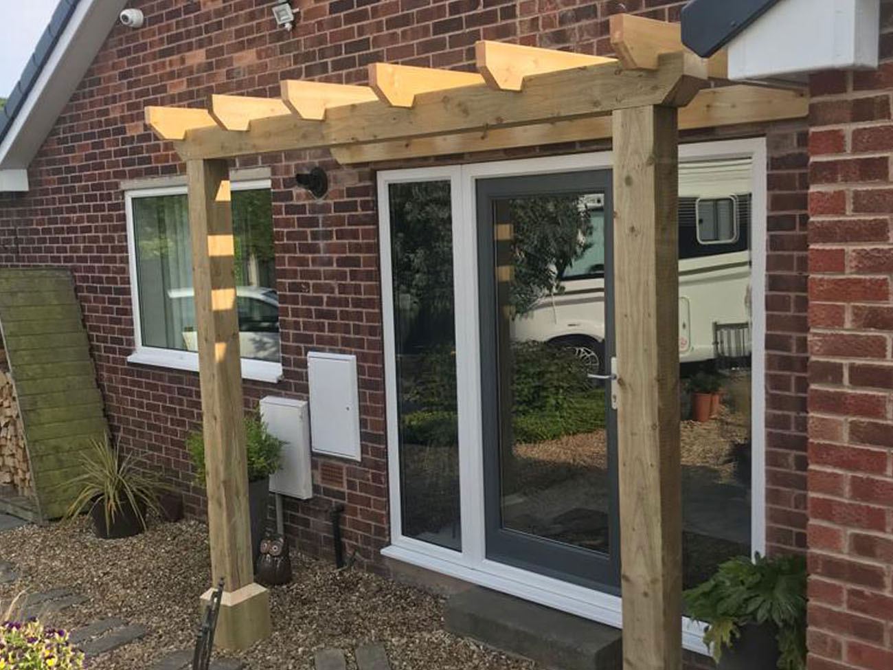 An image of a porch outside a house.