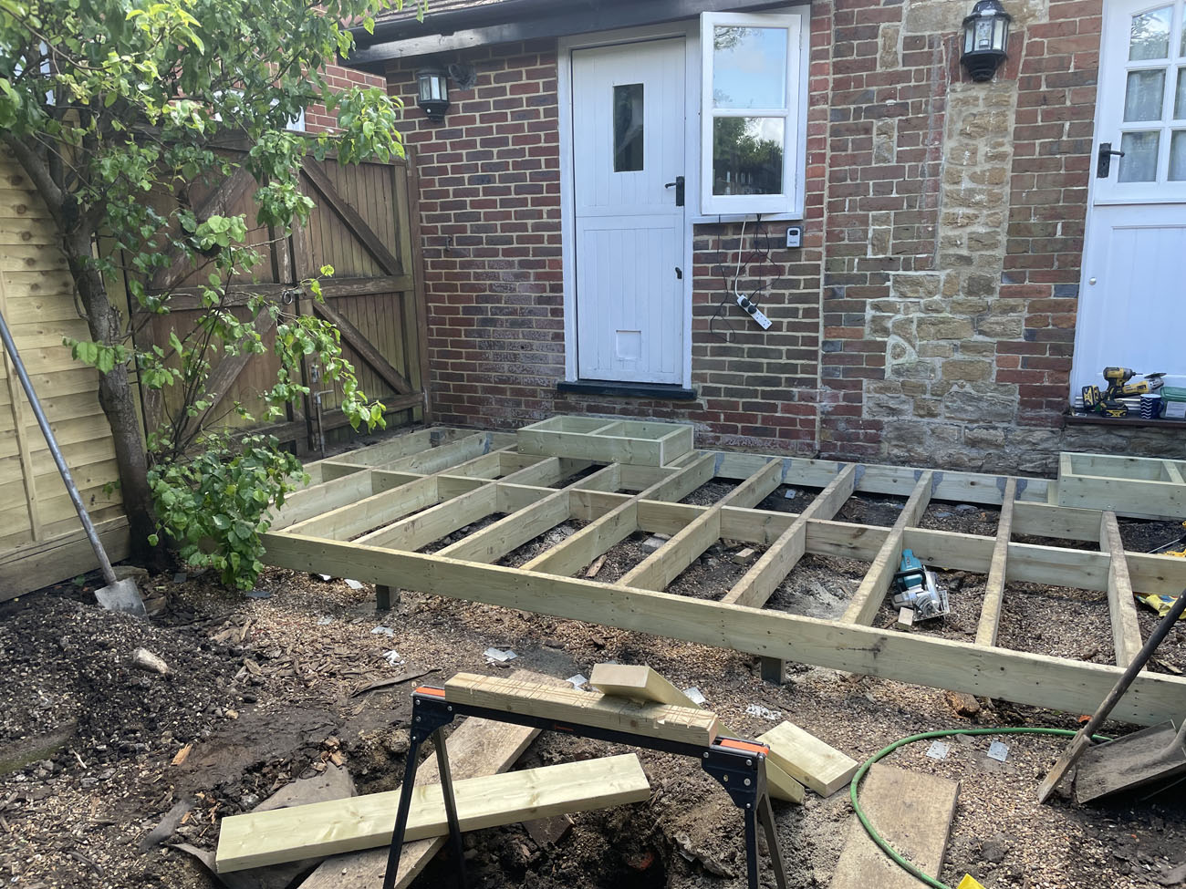 Timber framing image outside of a house.